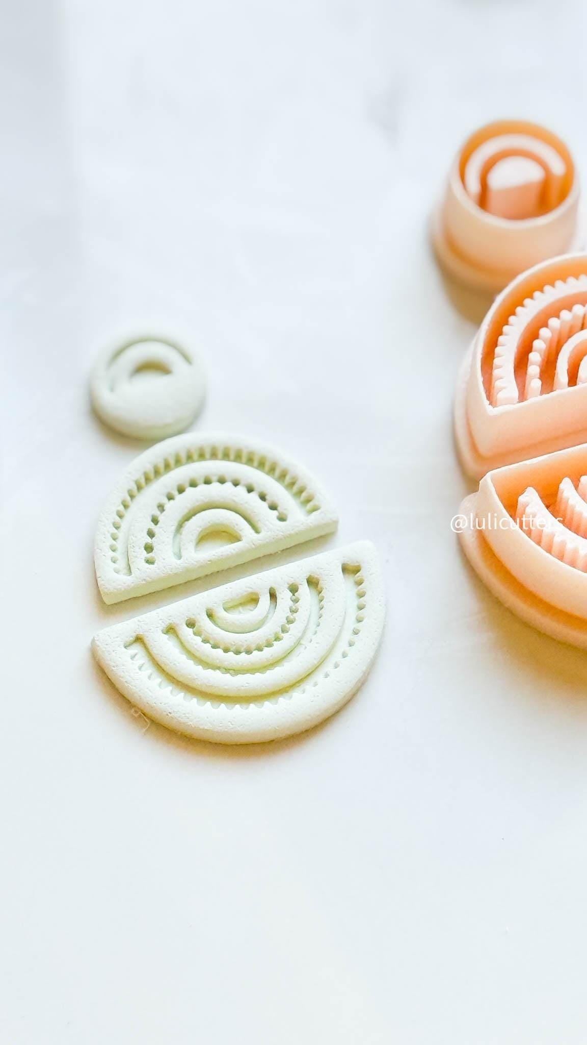 Half Circle Arch Clay Cutter Set 3 Piece- Includes Imprint Layers + Matching Topper