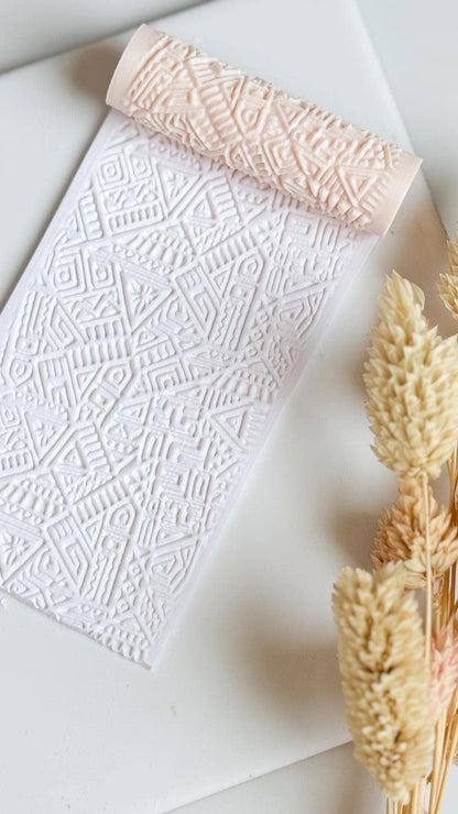 Abstract Geometric Polymer Clay Roller Embossing Texture Tool