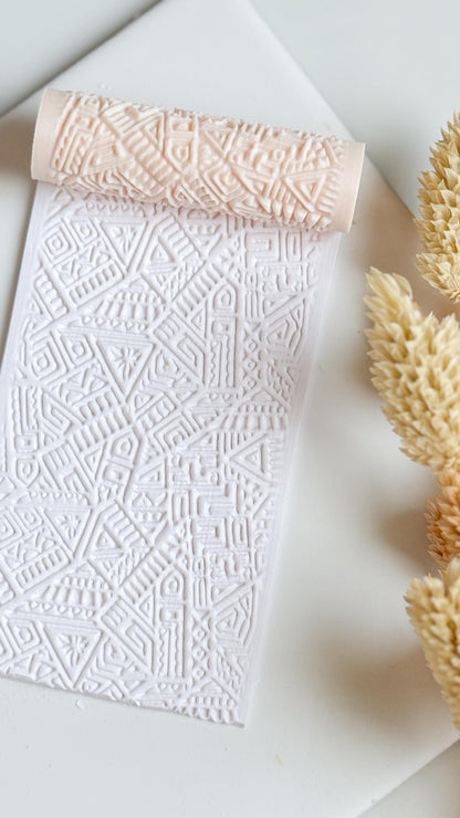 Abstract Geometric Polymer Clay Roller Embossing Texture Tool