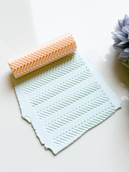 Herringbone Texture Roller: Geometric Embossing Tool for Polymer Clay