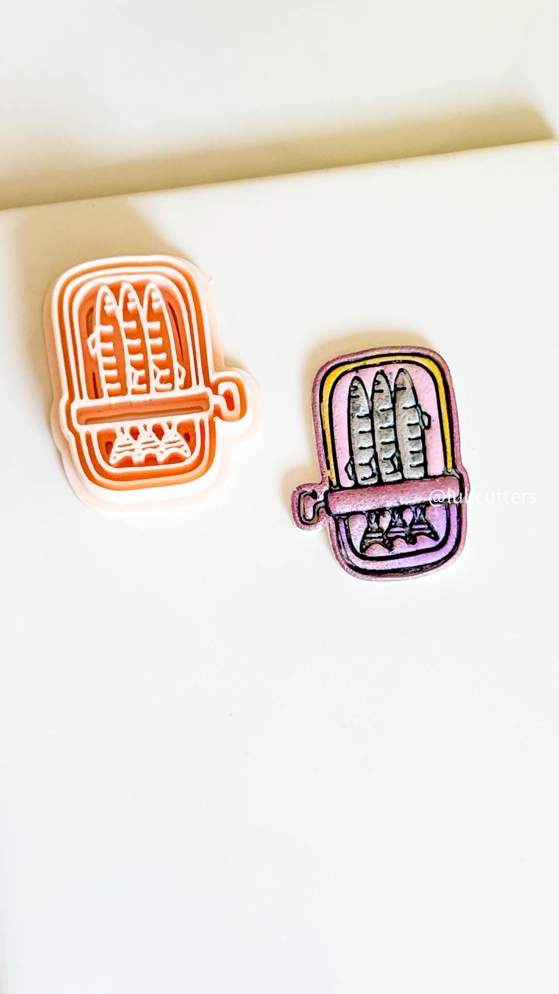 Sardine Can Polymer Clay Mold: Retro Food Earrings, Coastal Charms (41mm)