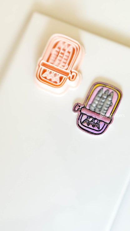 Sardine Can Polymer Clay Mold: Retro Food Earrings, Coastal Charms (41mm)
