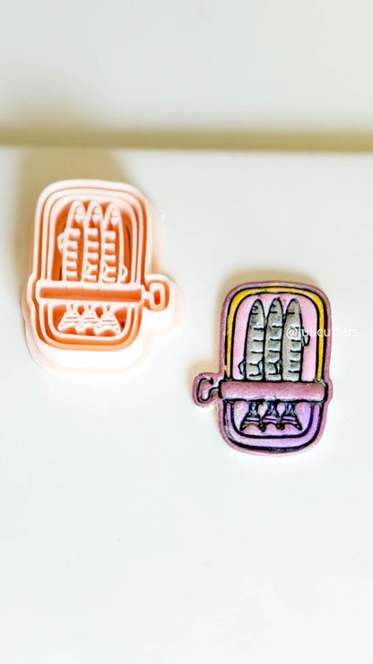 Sardine Can Polymer Clay Mold: Retro Food Earrings, Coastal Charms (41mm)