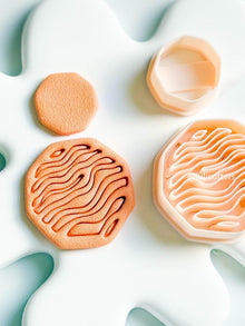 Wavy Line Octagon Clay Cutter Set: Polymer Clay Earring Tool
