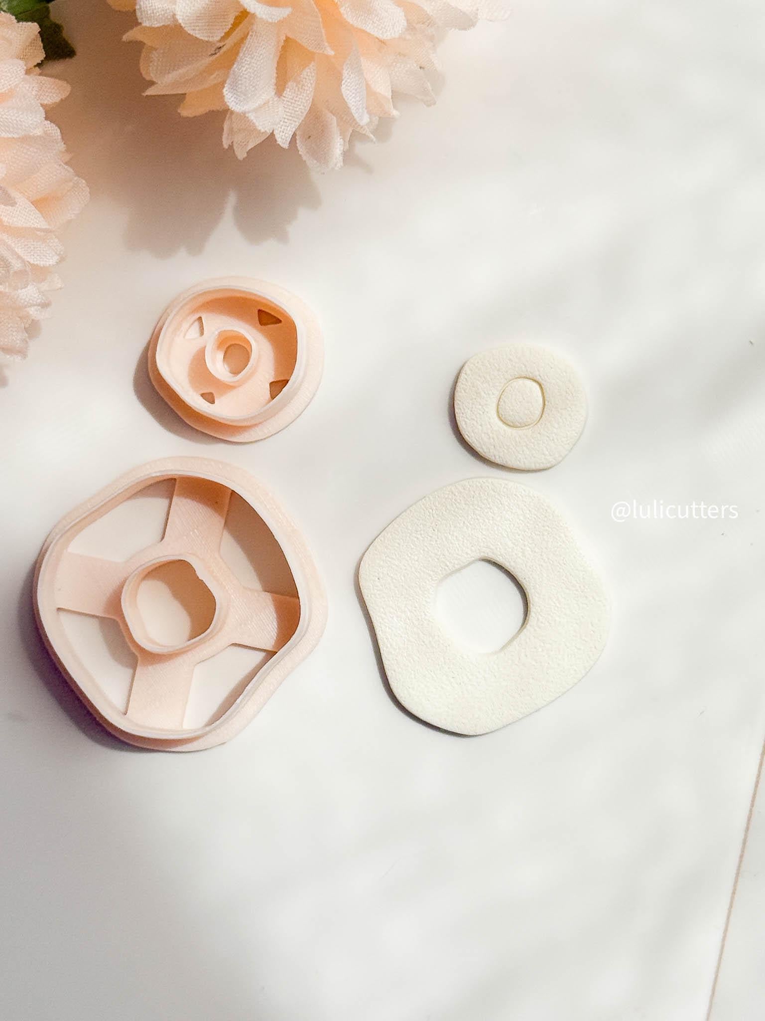 Abstract Organic Earring Cutter Set Includes Rounded Hollow Base + Matching Topper