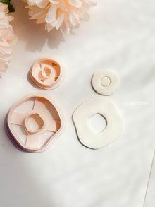 Abstract Organic Earring Cutter Set Includes Rounded Hollow Base + Matching Topper
