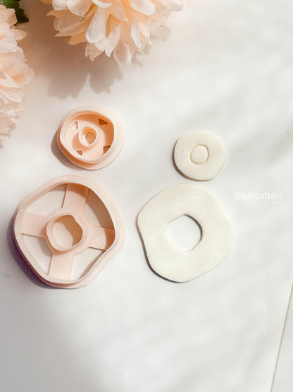Abstract Organic Earring Cutter Set Includes Rounded Hollow Base + Matching Topper