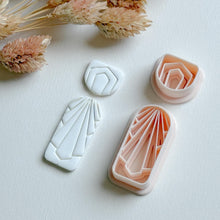 Art Deco Clay Cutter Set: Geometric Jewelry Molds - 34mm Base, 14mm Topper