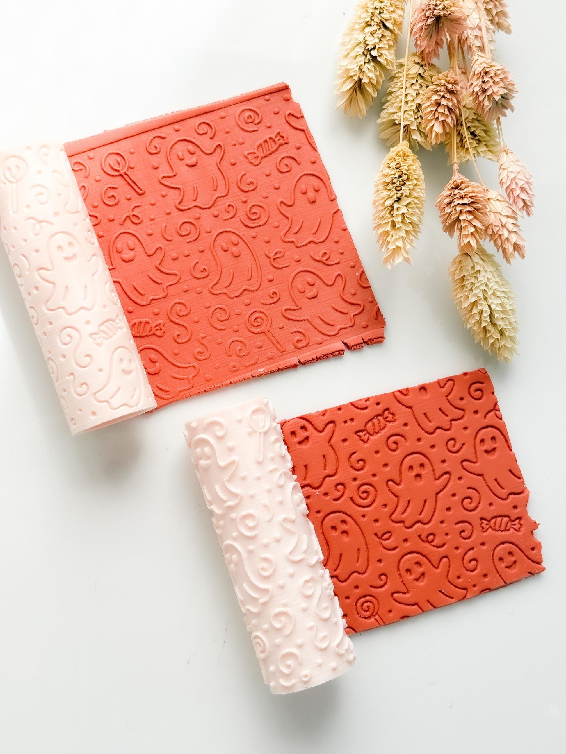 Halloween Ghost & Candy Clay Texture Roller: Polymer Clay Jewelry, Earrings