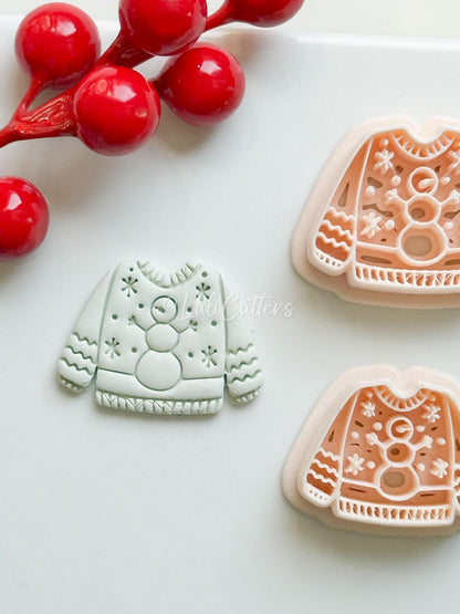 Snowman Sweater Polymer Clay Cutter: Winter Fairy Earrings & Charms