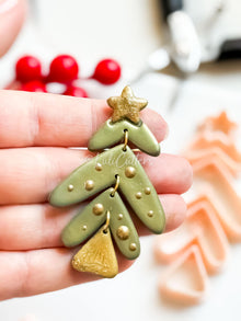 Winter Fairy Christmas Tree Clay Earring Cutter Set 4-Piece Layered Dangle Design