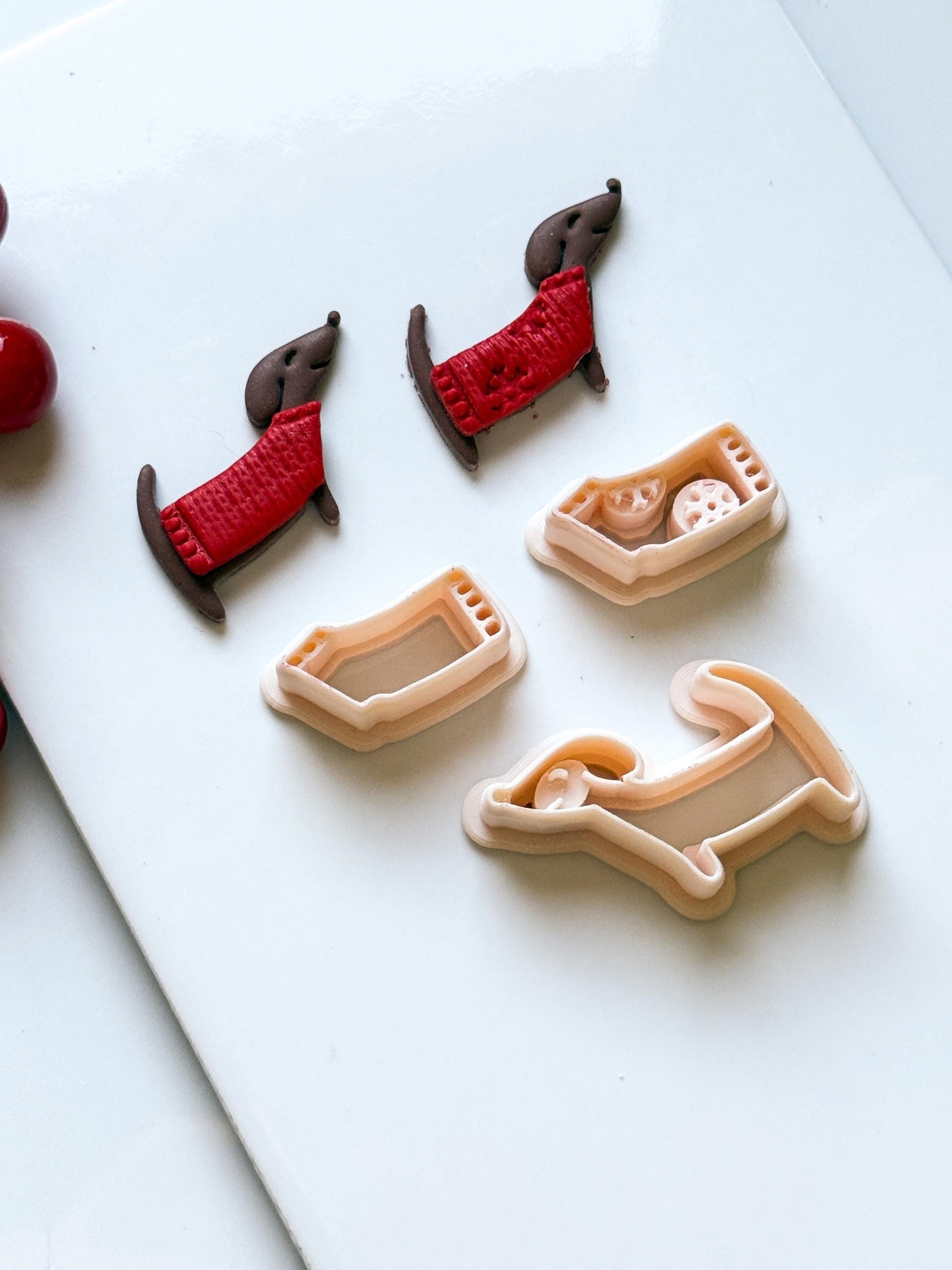 Dachshund with Sweater Clay Cutter – 3 pieces Sausage Dog Polymer Clay Earring and Charm Tool