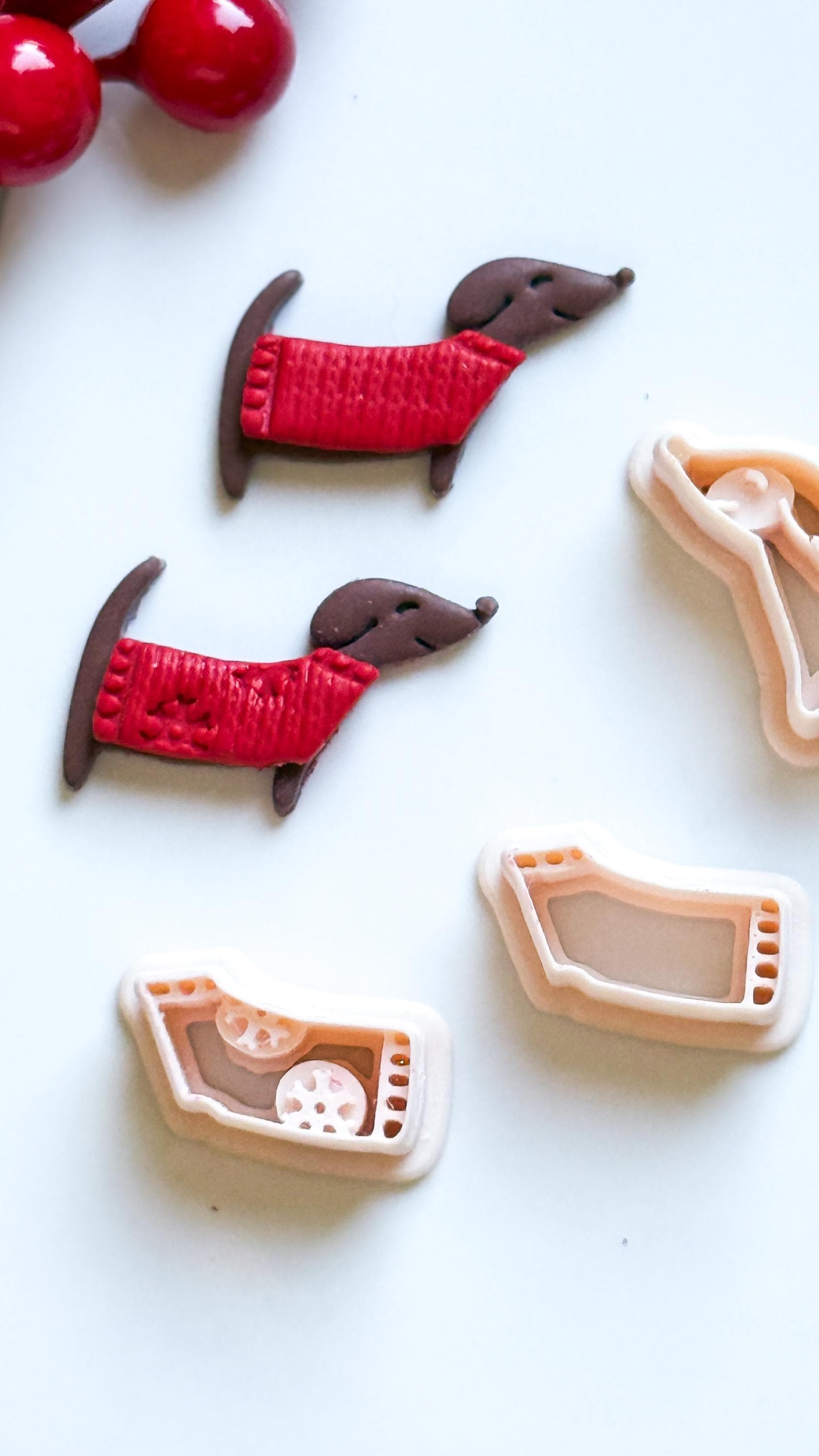 Dachshund with Sweater Clay Cutter – 3 pieces Sausage Dog Polymer Clay Earring and Charm Tool