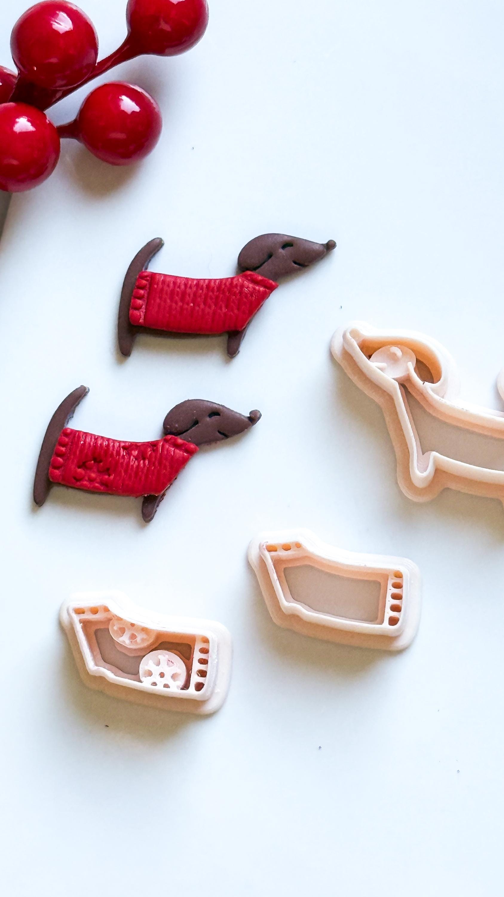 Dachshund with Sweater Clay Cutter – 3 pieces Sausage Dog Polymer Clay Earring and Charm Tool