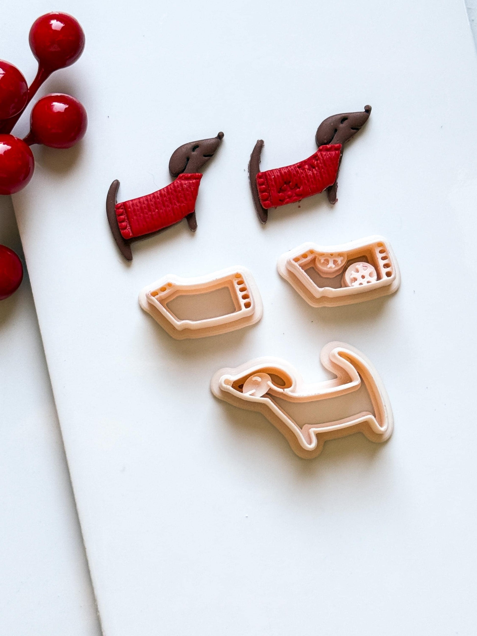 Dachshund with Sweater Clay Cutter – 3 pieces Sausage Dog Polymer Clay Earring and Charm Tool