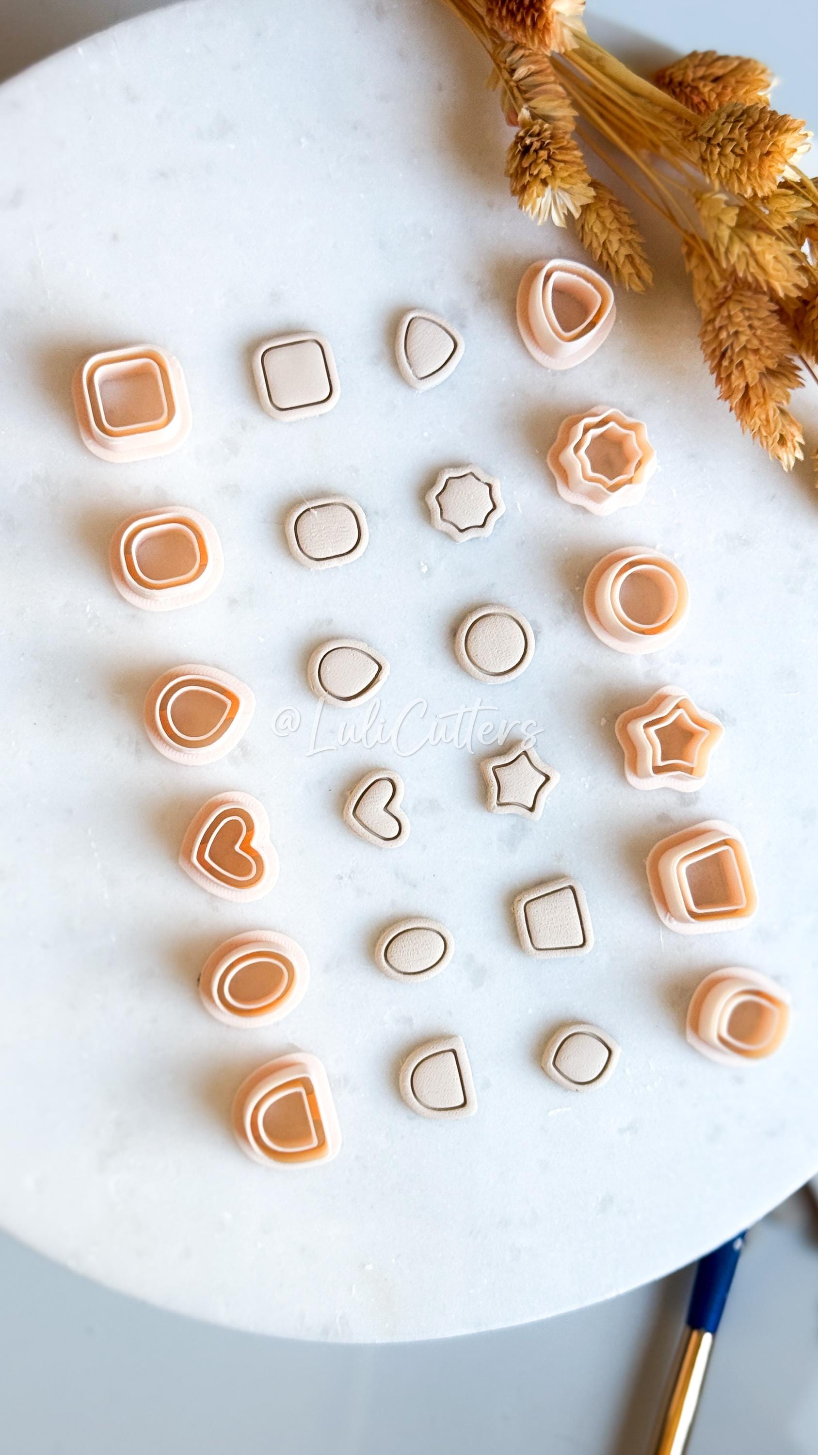 Basic Shape Stud Clay Cutters – Geometric Polymer Clay Earring and Charm Tools