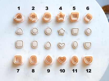 Basic Shape Stud Clay Cutters – Geometric Polymer Clay Earring and Charm Tools