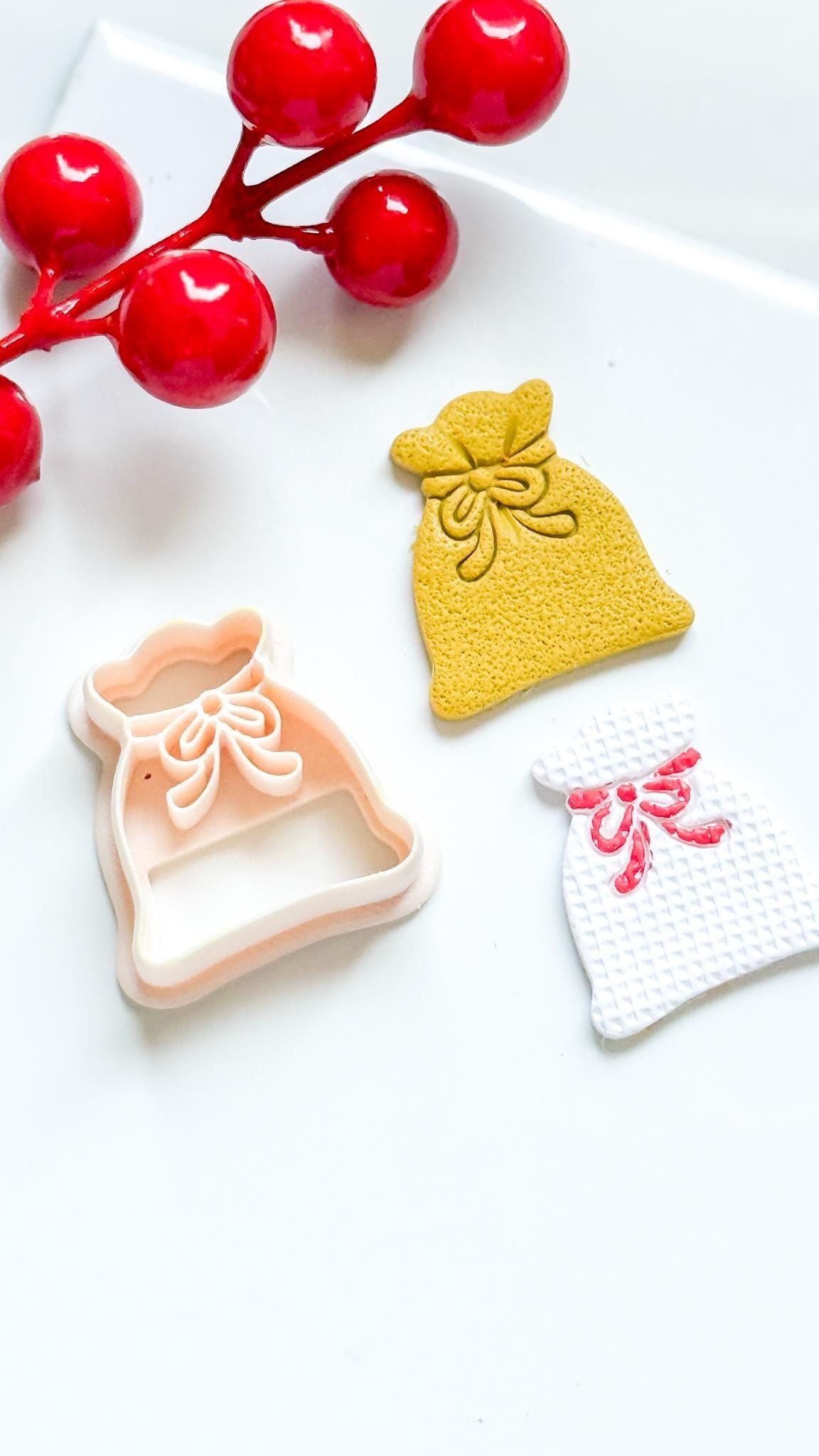 Santa Sack Polymer Clay Cutter Christmas Earrings and Ornaments