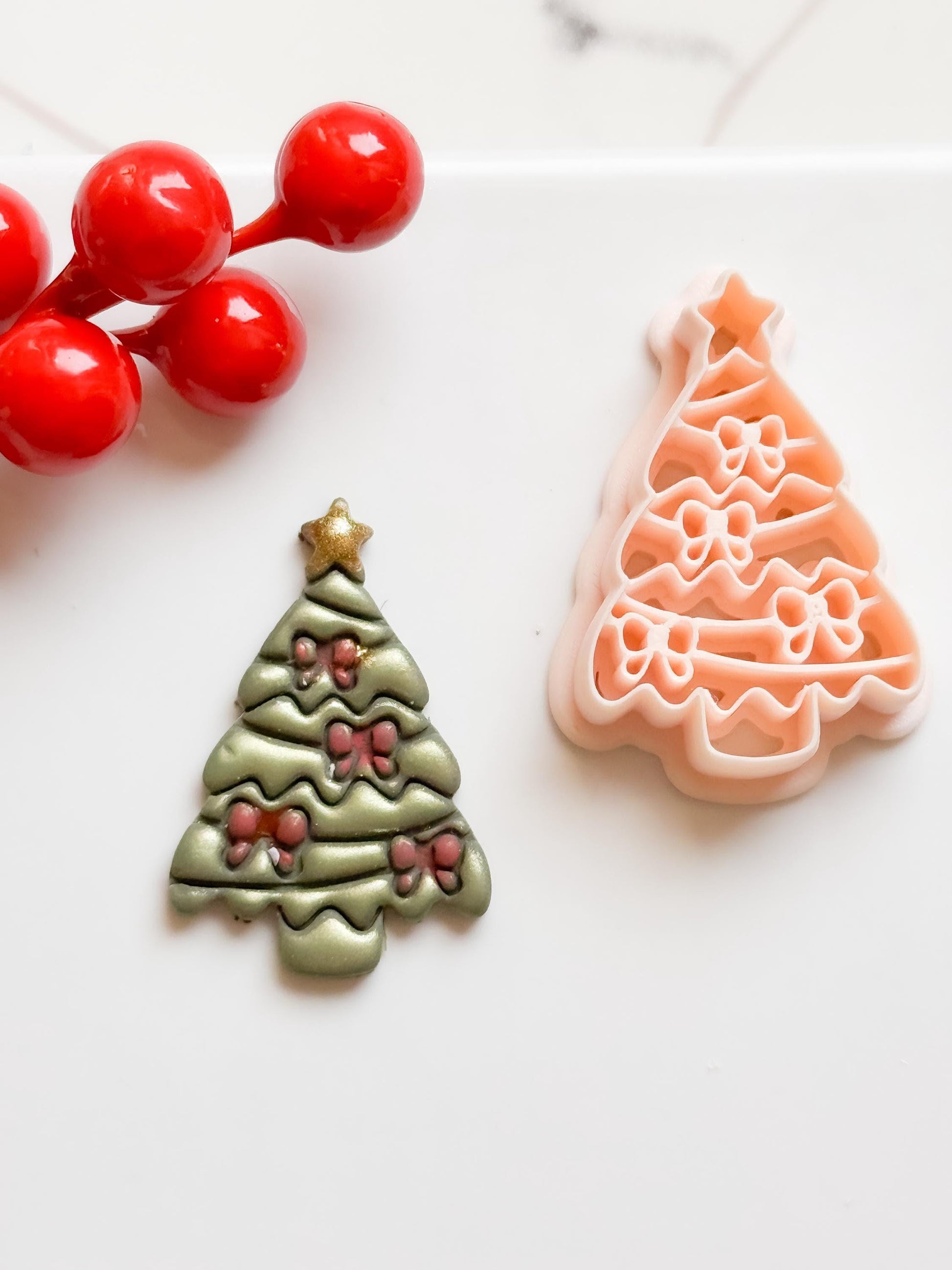 Christmas Tree Polymer Clay Cutter Festive Bow Design for Earrings & Jewelry