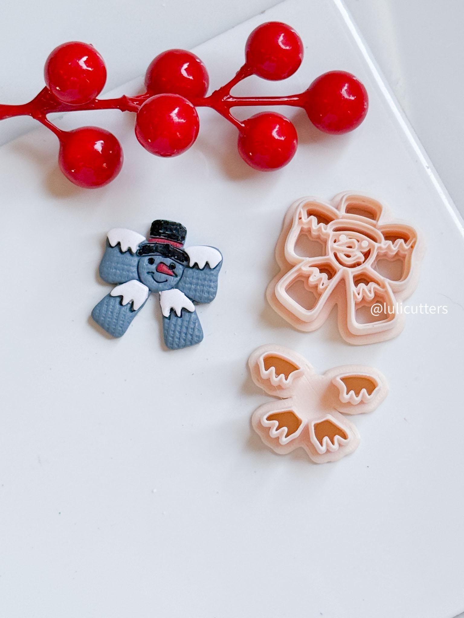 Snowman Bow Polymer Clay Cutter Christmas Earrings and Ornaments