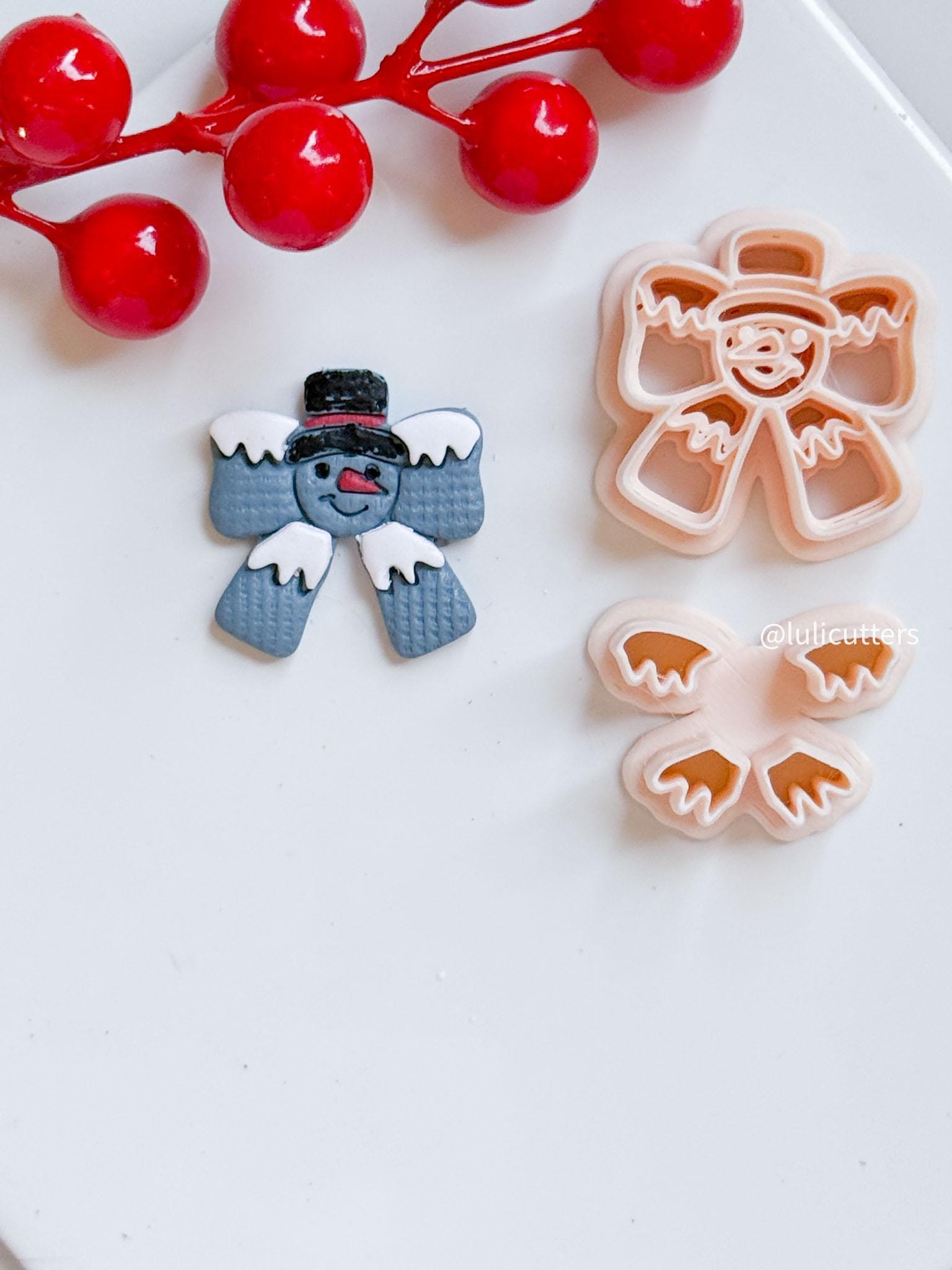Snowman Bow Polymer Clay Cutter Christmas Earrings and Ornaments
