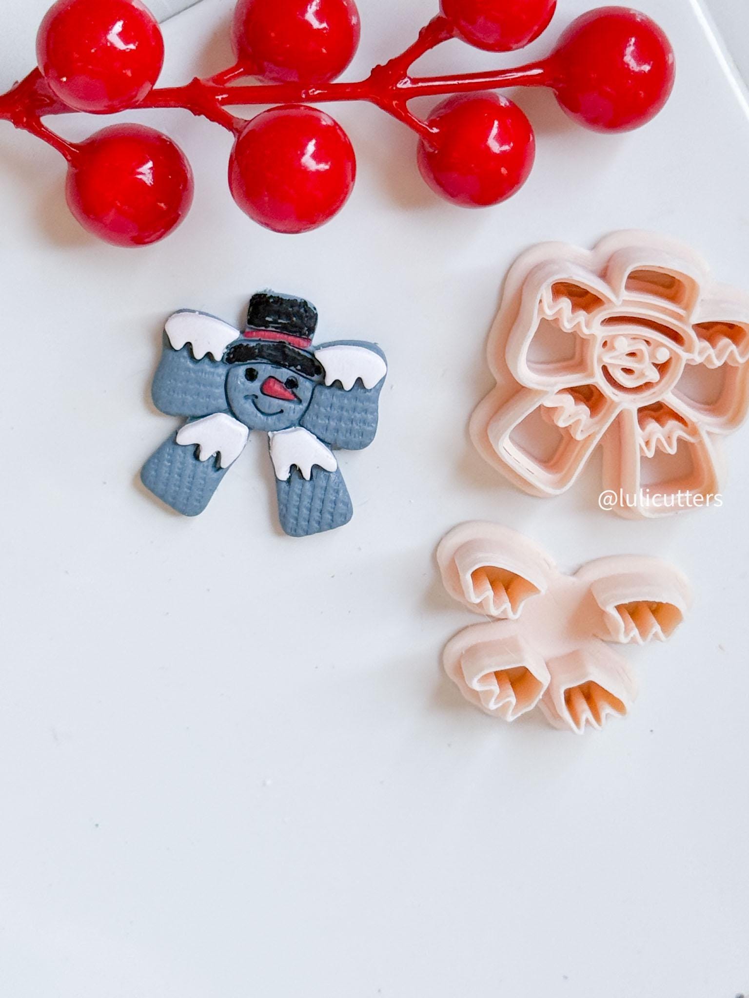 Snowman Bow Polymer Clay Cutter Christmas Earrings and Ornaments