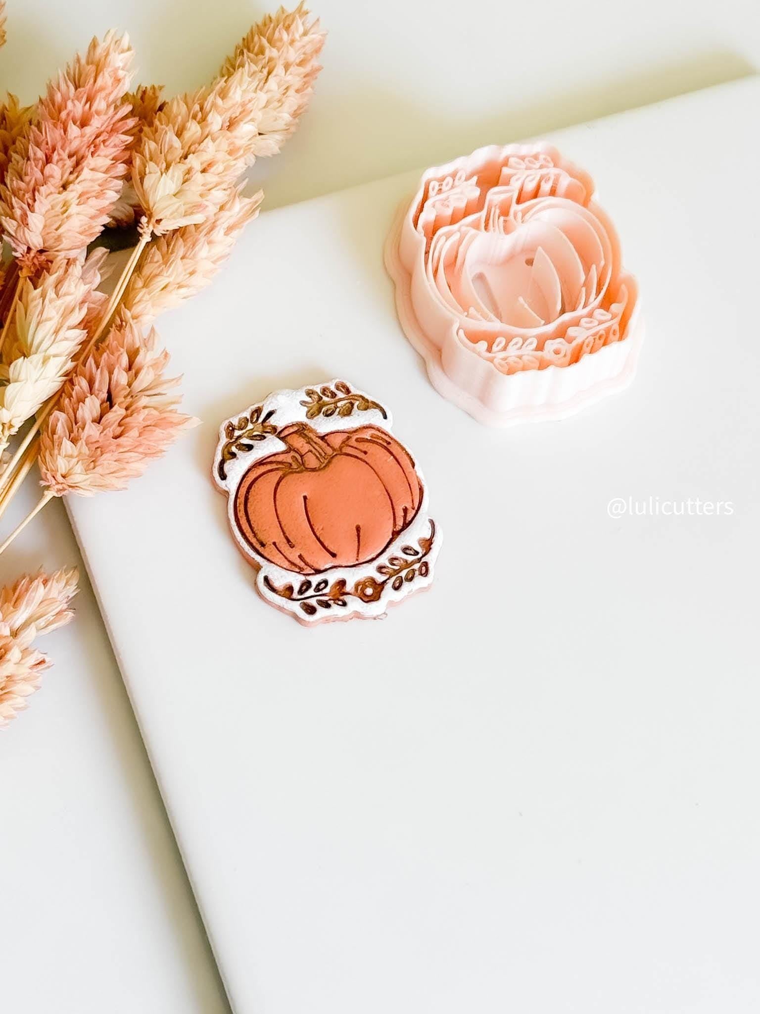 Pumpkin Clay Cutter with Leaves: Fall Jewelry Making Tool