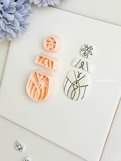 Victorian Swirl Clay Earring Cutter Set 3-Piece Ornamental Design with Circle Topper + Stacked Base