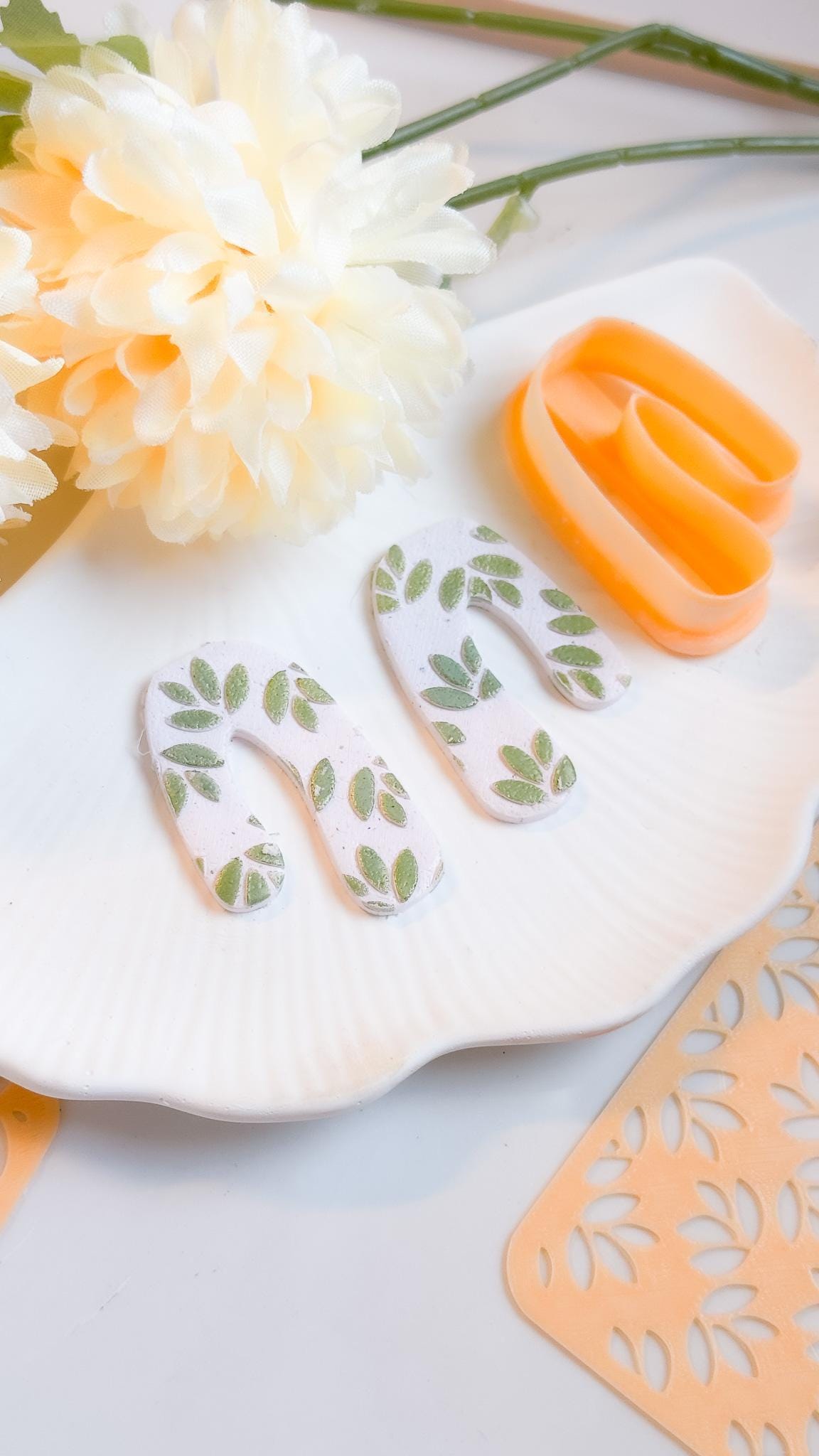 Leaf Pattern Polymer Clay Stencil Botanical Texture Sheet for Earrings, Jewelry, Crafts