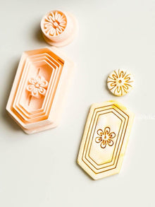 Mediterranean Tile Clay Cutter Set Faux Ceramic Floral Frame Design