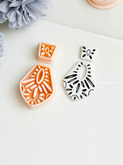 Mediterranean Clay Earring Cutter Set: Folk Pattern Debossed Design