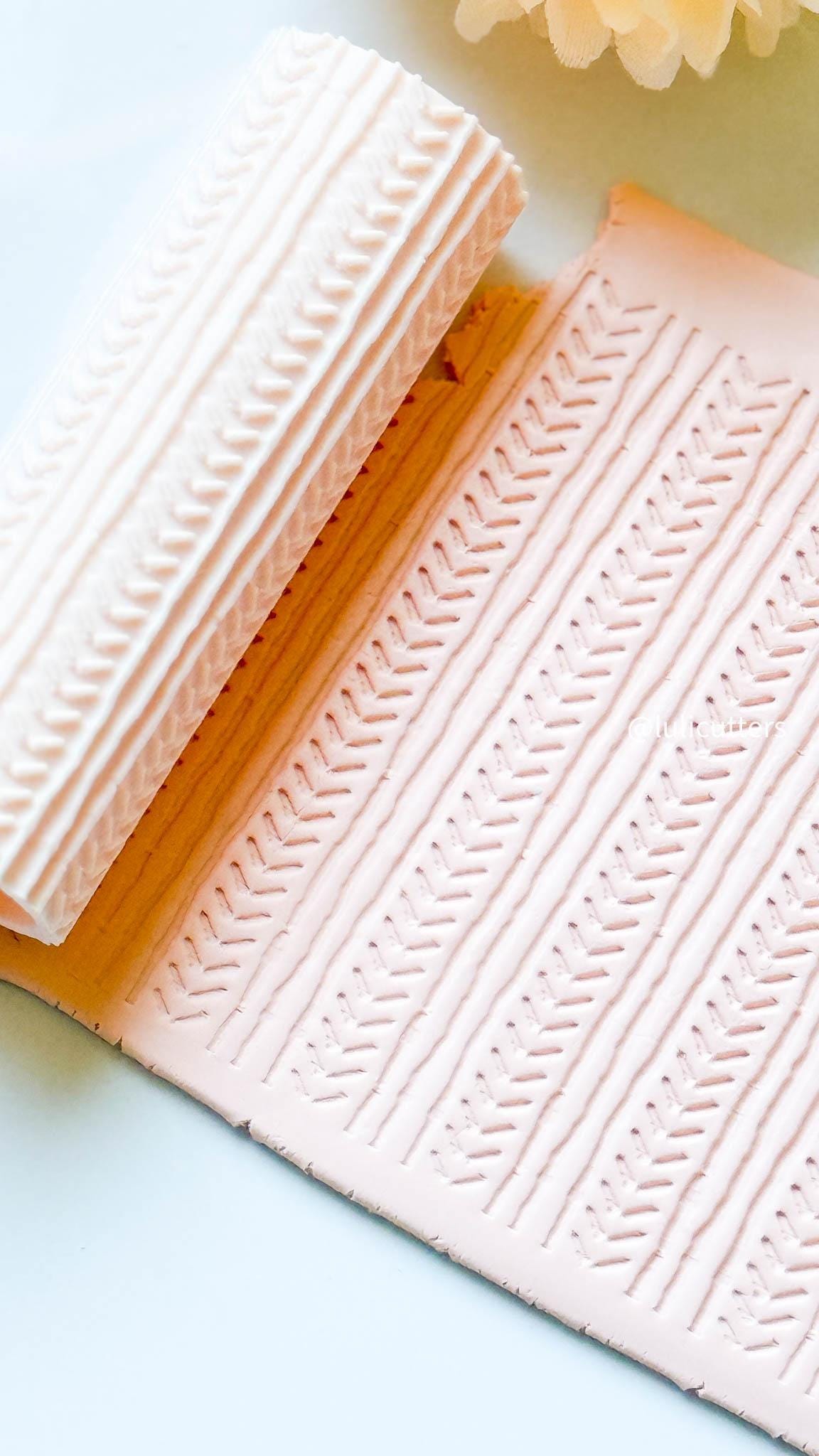 Herringbone Texture Roller Hand-Drawn Look Embossing Tool for Polymer Clay