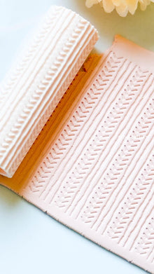 Herringbone Texture Roller Hand-Drawn Look Embossing Tool for Polymer Clay