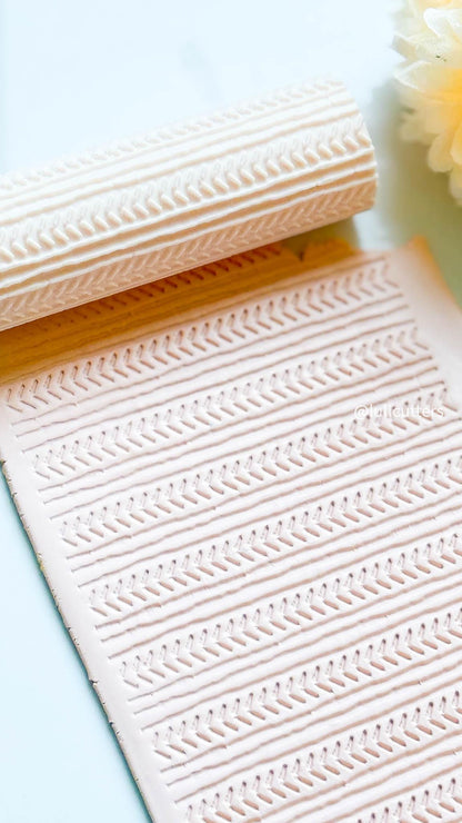 Herringbone Texture Roller Hand-Drawn Look Embossing Tool for Polymer Clay