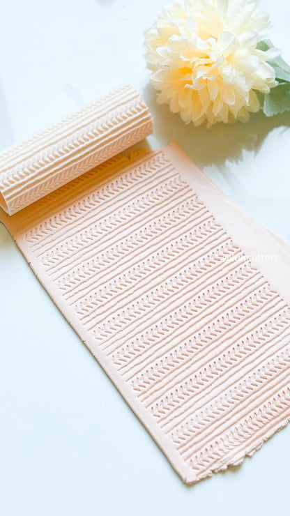 Herringbone Texture Roller Hand-Drawn Look Embossing Tool for Polymer Clay