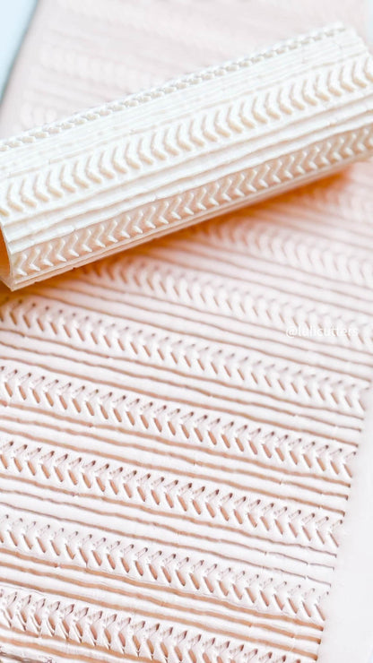 Herringbone Texture Roller Hand-Drawn Look Embossing Tool for Polymer Clay