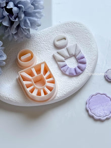 Sunburst Clay Earring Cutter Set Includes U-Shaped Fan Base + Oval Topper