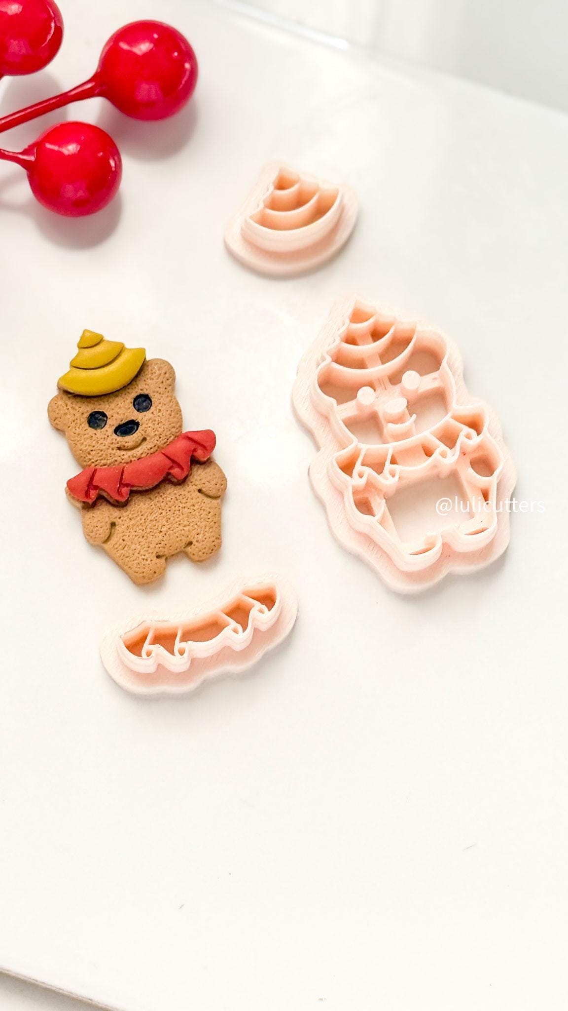 Christmas Bear Clay Cutter Set, Festive Polymer Clay Earring Tools