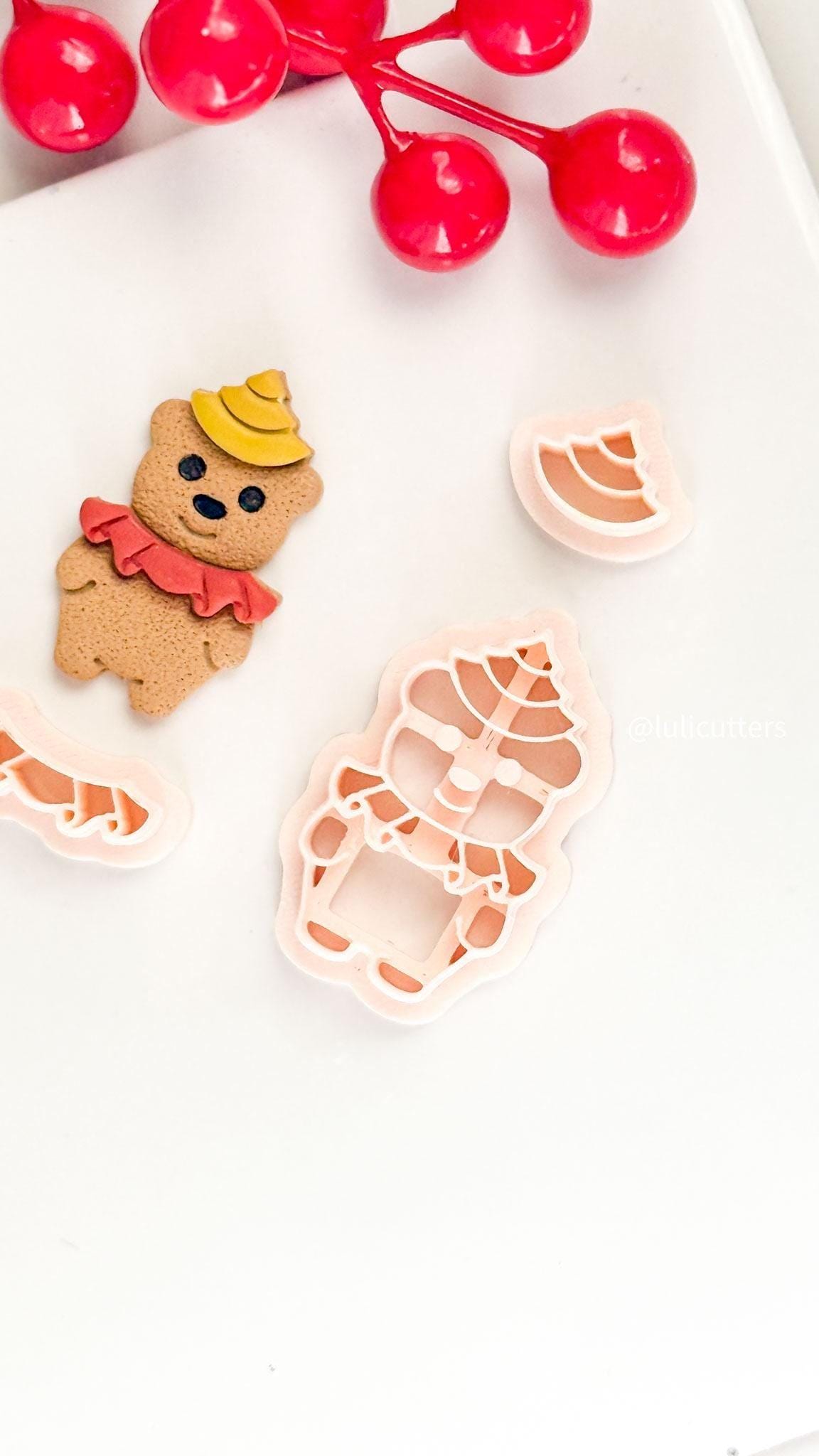 Christmas Bear Clay Cutter Set, Festive Polymer Clay Earring Tools