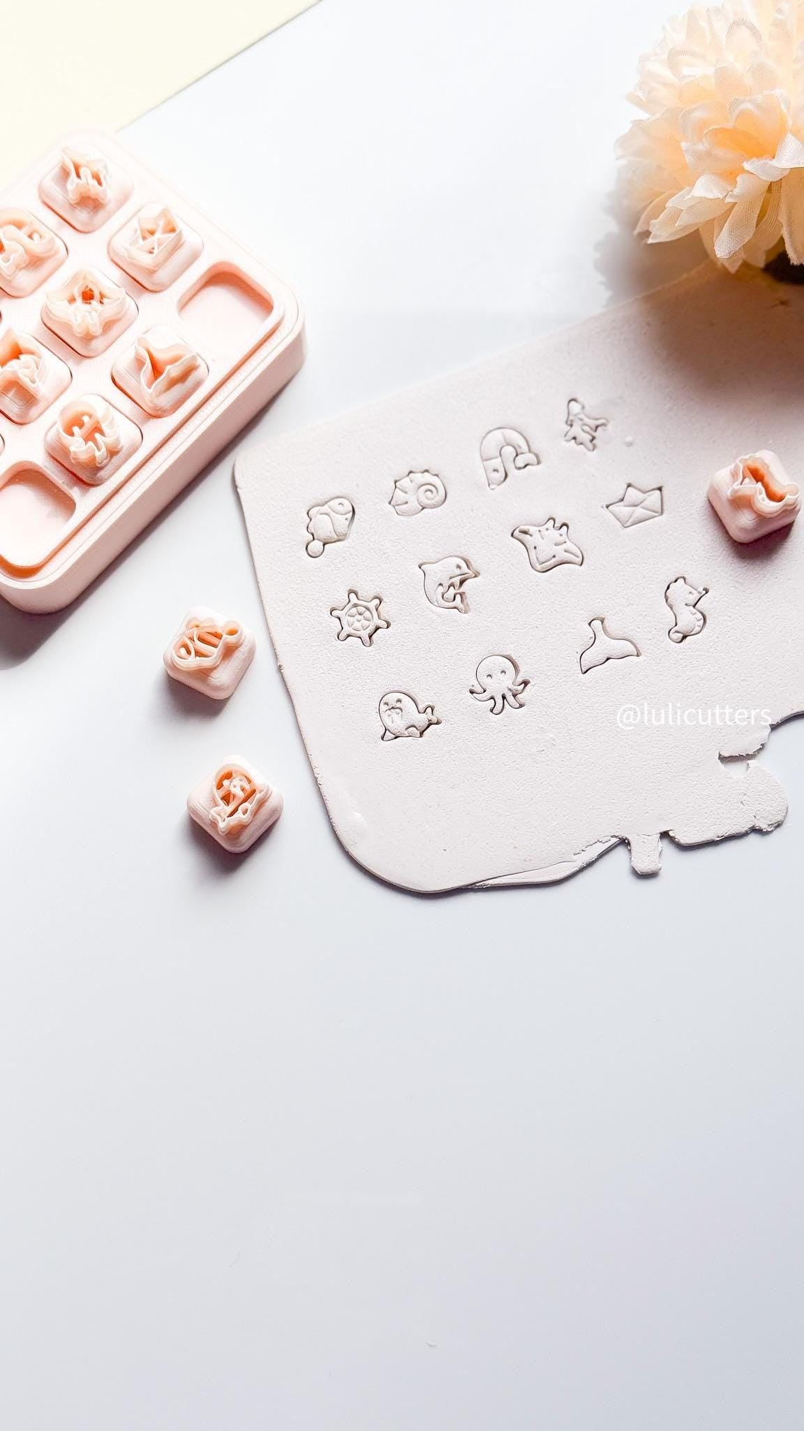 Ocean Micro Clay Cutter Set: 12 Sea Creatures, Mini Earrings & Charms