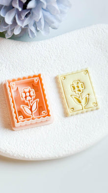 Scalloped Flower Clay Cutter: Postage Stamp Style, Built-In Imprint