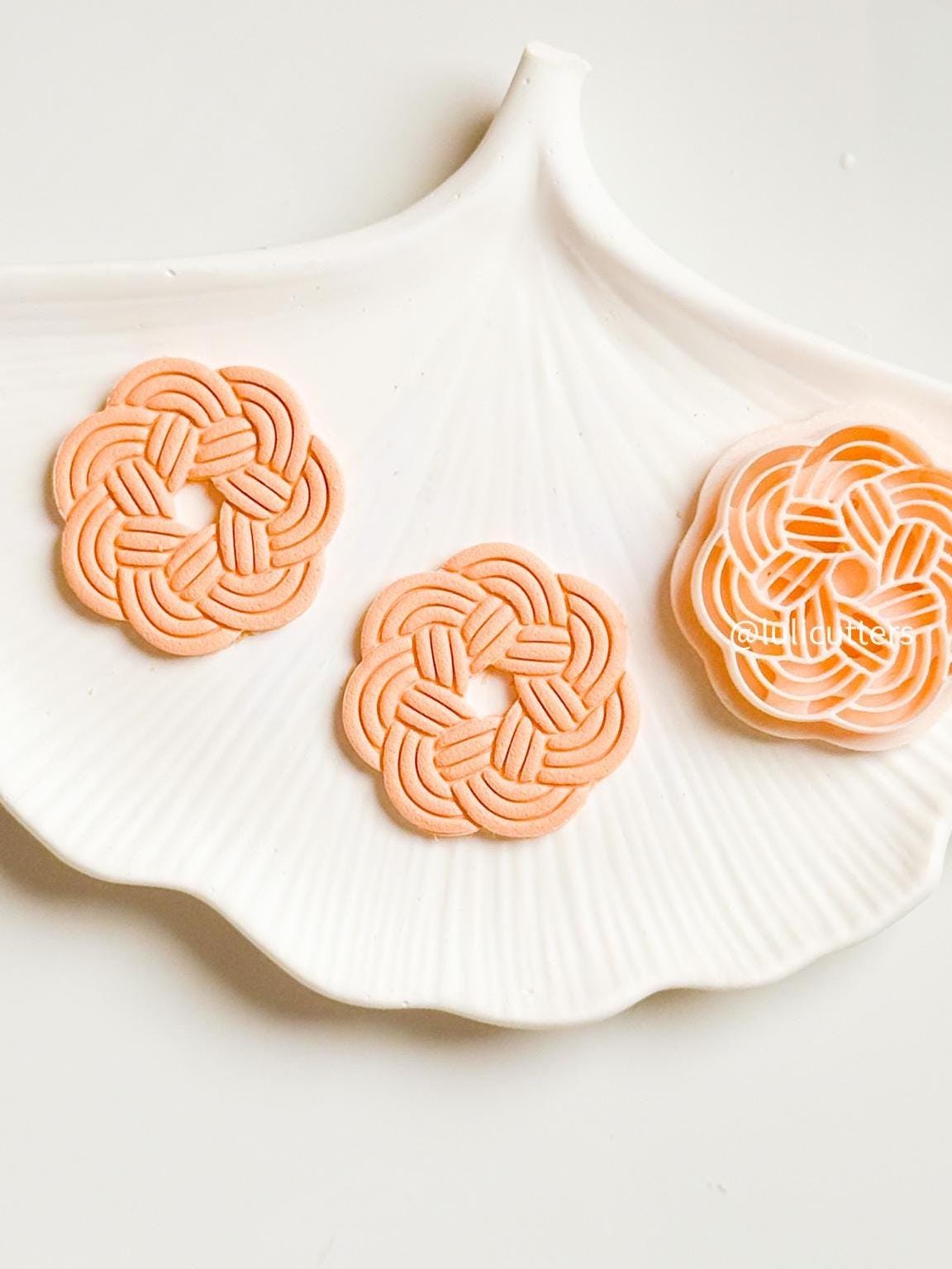 Round Celtic Knot Polymer Clay Cutter Floral-Style Braided Imprint Earring Tool