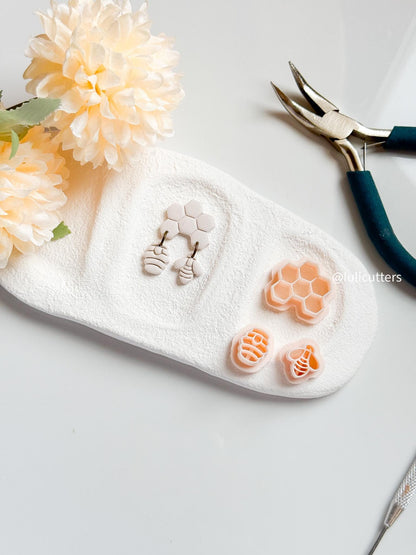Bee & Honeycomb Polymer Clay Cutter Set: Earring Making Supplies