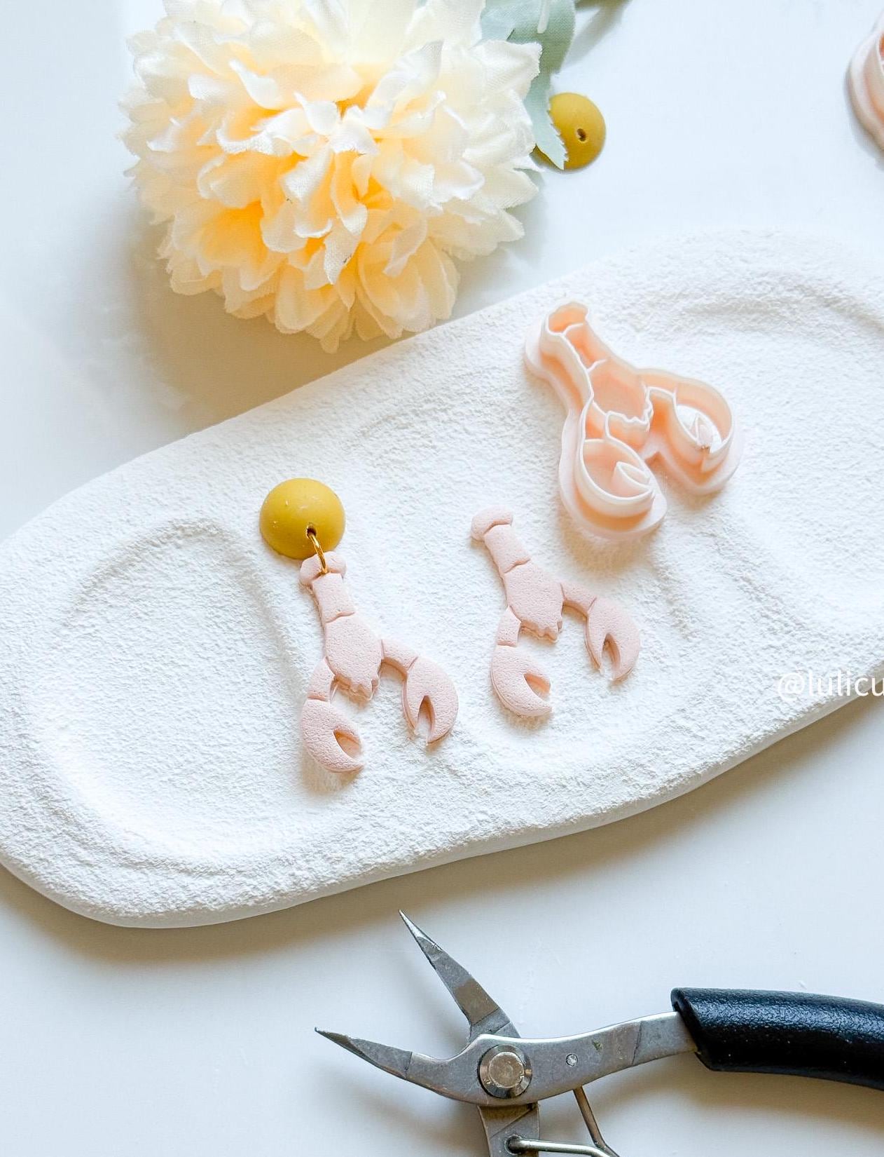 Lobster Clay Cutter with Imprint: Sea-Inspired Polymer Clay Earring Tool