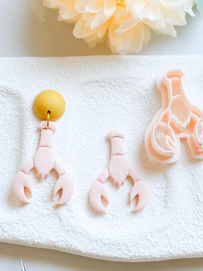 Lobster Clay Cutter with Imprint: Sea-Inspired Polymer Clay Earring Tool