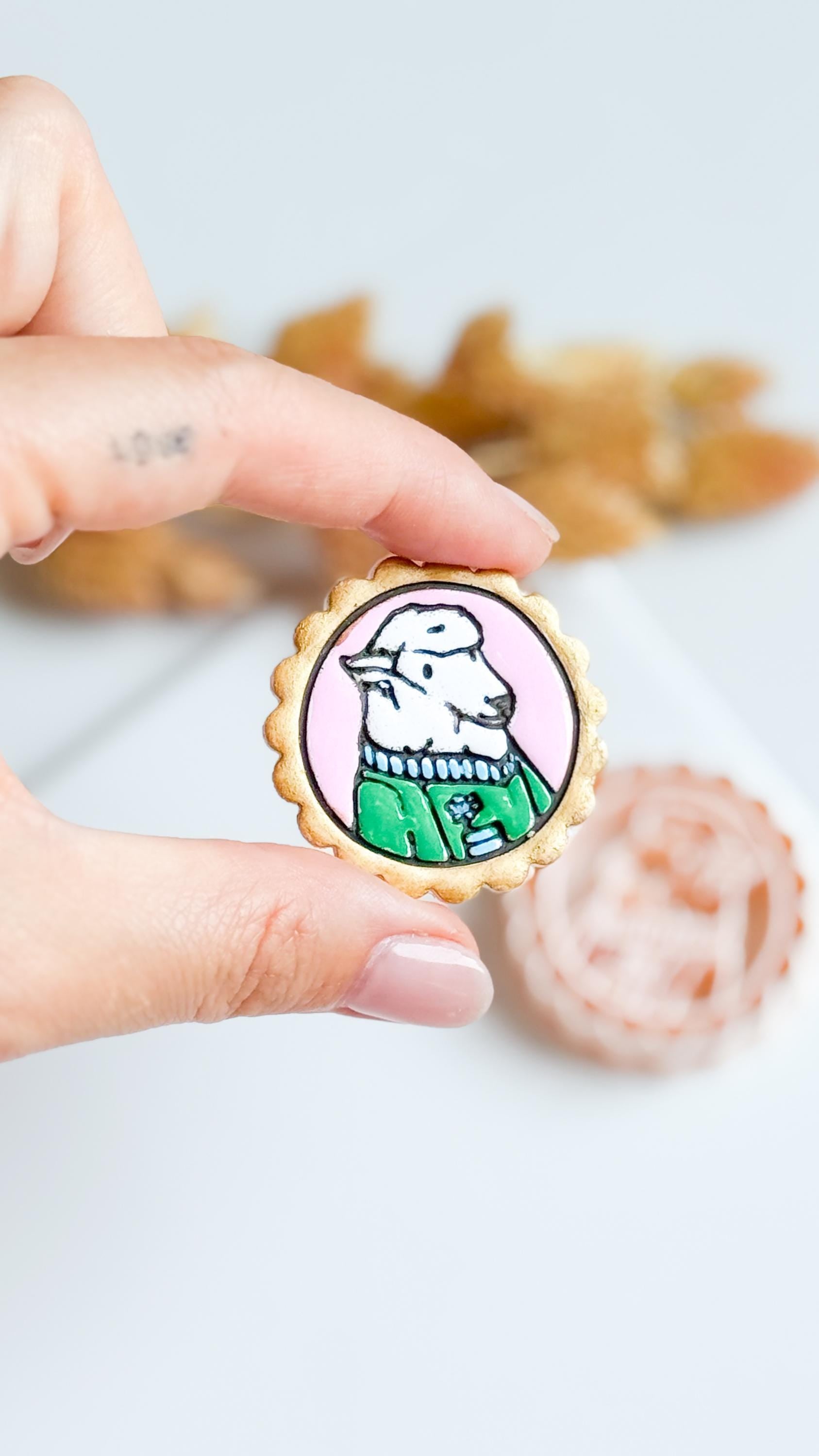 Scallop Frame Lamb with Flower Cozy Sweater Animal Polymer Clay Cutter 40 mm Mold