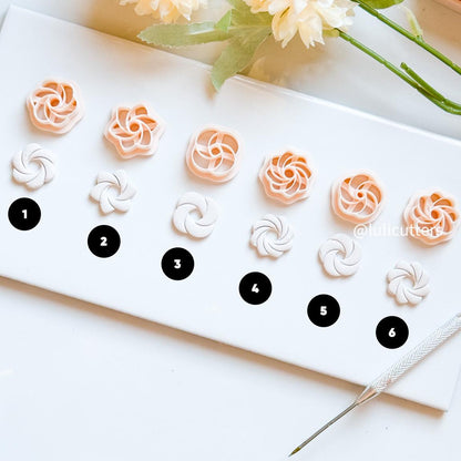 Floral Swirl Polymer Clay Cutter Set 6 Sizes (Stud & Dangle Friendly)