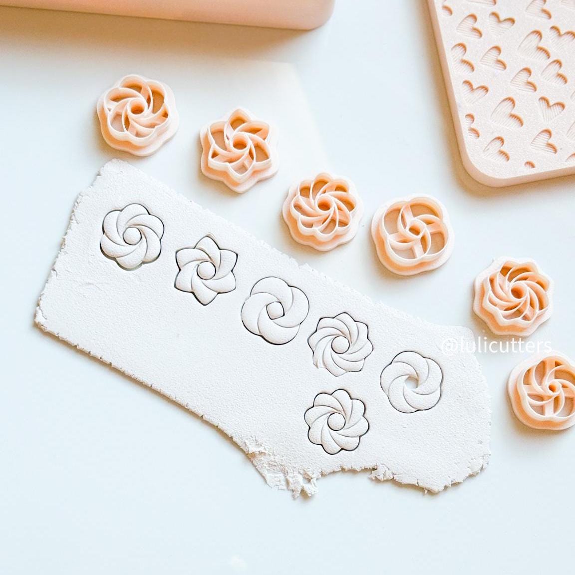 Floral Swirl Polymer Clay Cutter Set 6 Sizes (Stud & Dangle Friendly)