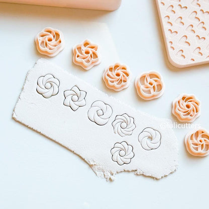Floral Swirl Polymer Clay Cutter Set 6 Sizes (Stud & Dangle Friendly)