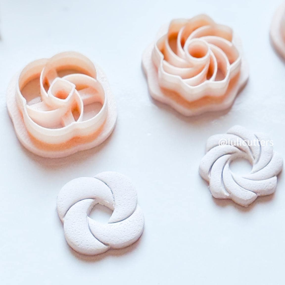 Floral Swirl Polymer Clay Cutter Set 6 Sizes (Stud & Dangle Friendly)